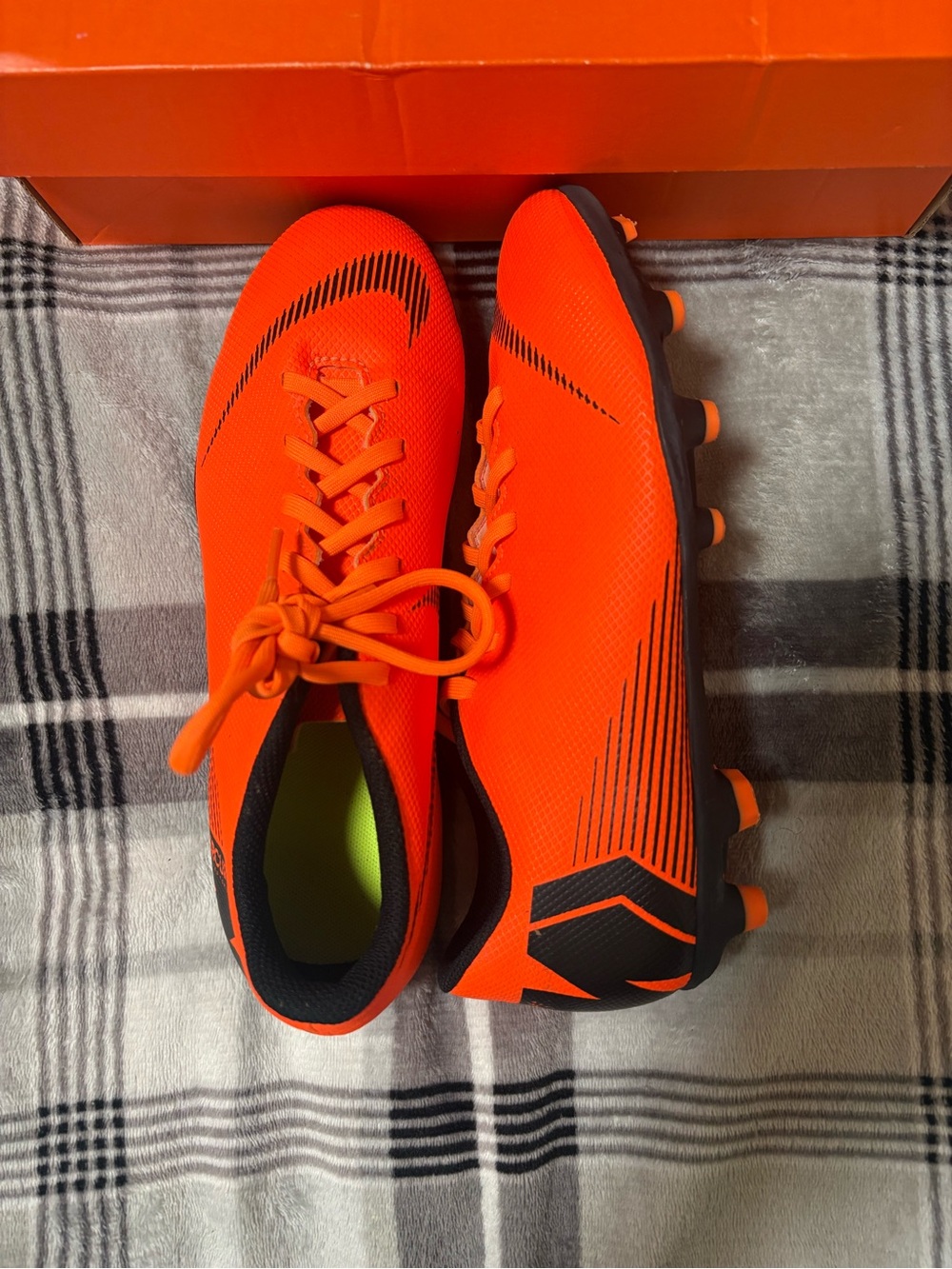 Nike Men's Bright Orange Soccer Cleats with Black Accents